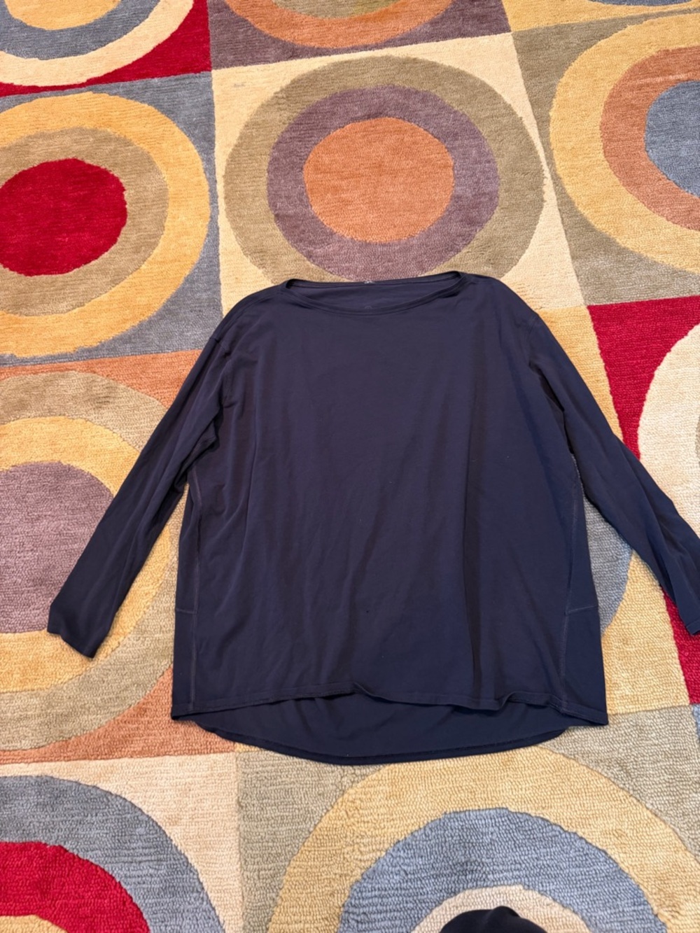 Lululemon Back in Action Long Sleeve Shirt Black Top Pima Cotton Women’s Size 14